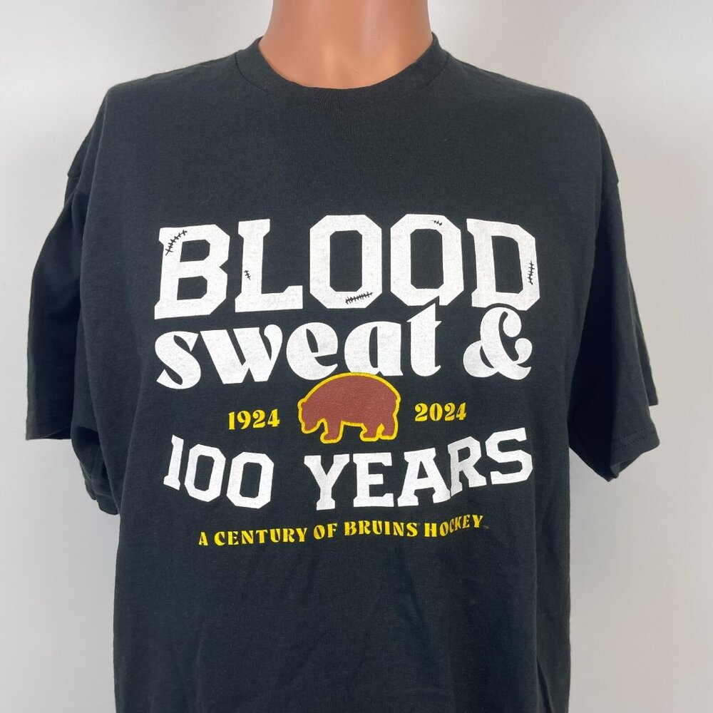 Boston Bruins Blood Sweat And 100 Years T Shirt NHL Hockey Size L